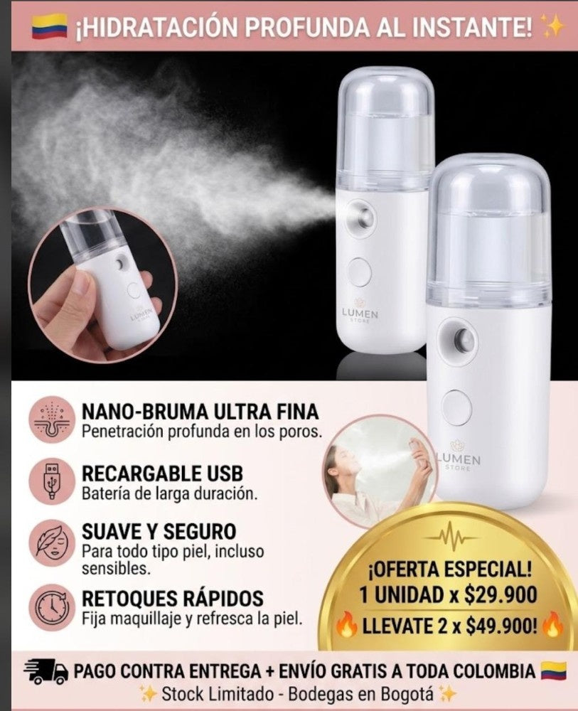 🌸 HUMIDIFICADOR FACIAL COMPACTO NANO SPRAY RECARGABLE 🌸